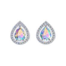 Load image into Gallery viewer, Earrings - Button #17448 - Teardrop Brilliance: Halo-Set Pear Shape Stud Earrings