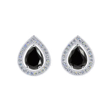 Load image into Gallery viewer, Earrings - Button #17448 - Teardrop Brilliance: Halo-Set Pear Shape Stud Earrings