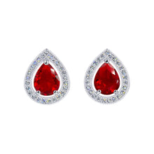 Load image into Gallery viewer, Earrings - Button #17448 - Teardrop Brilliance: Halo-Set Pear Shape Stud Earrings