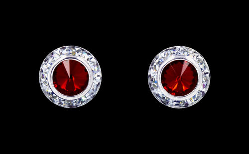 #12535 Siam 11mm Rondel with Rivoli Button Earrings