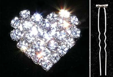 #13871 - Rhinestone Heart Hair Pin