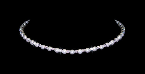 #14540 - Single Wraparound Coil Rhinestone and Pearl Necklace