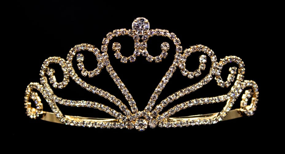 #15943g - Joining Wave Heart Tiara - Gold Plated