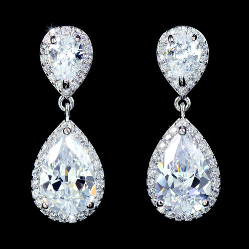 #17193 - Pear Drop CZ Earrings