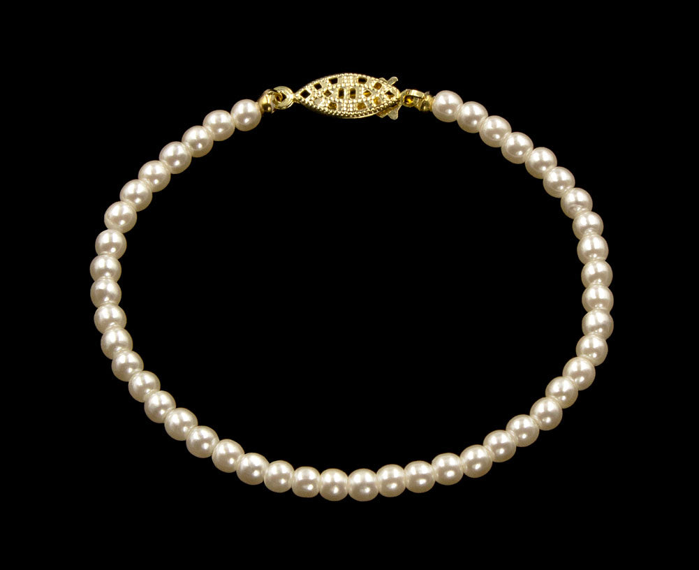 #9586-725 - 4mm Simulated Ivory Pearl Bracelet - 7.25